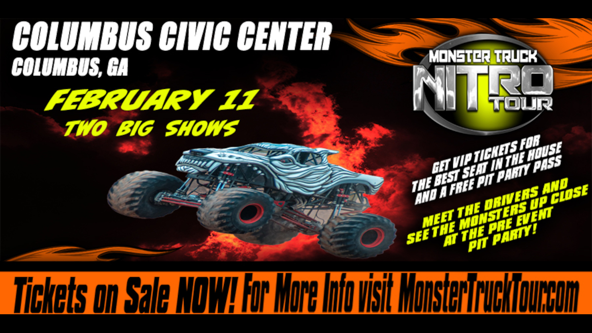 Monster Truck Nitro Tour February 11, 2023 at 1:30PM and again at 7:30 PM